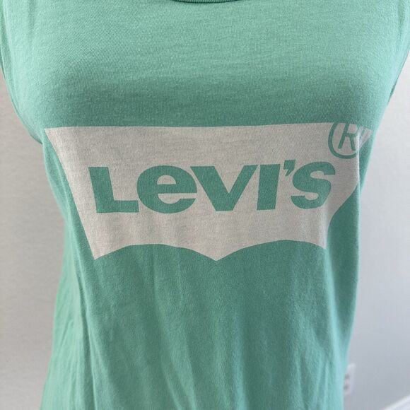 Levi's Women's Oversized Muscle Tank Top Turquoise Size Small Classic Logo - Picture 4 of 10